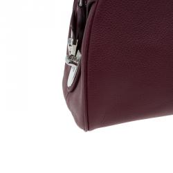 Pre Owned Prada Burgundy Vitello Daino Leather Bowling Bag