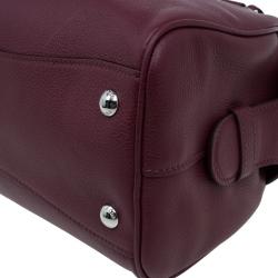 Pre Owned Prada Burgundy Vitello Daino Leather Bowling Bag