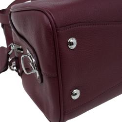 Pre Owned Prada Burgundy Vitello Daino Leather Bowling Bag