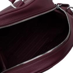 Pre Owned Prada Burgundy Vitello Daino Leather Bowling Bag