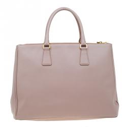 Pre Owned Prada Blush Pink Saffiano Lux Leather Large Double Zip Tote
