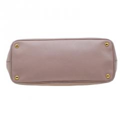 Pre Owned Prada Blush Pink Saffiano Lux Leather Large Double Zip Tote