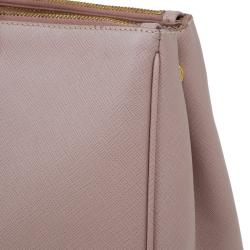Pre Owned Prada Blush Pink Saffiano Lux Leather Large Double Zip Tote
