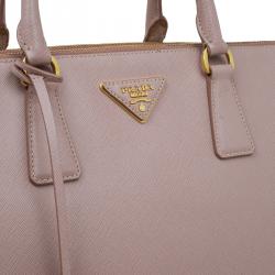 Pre Owned Prada Blush Pink Saffiano Lux Leather Large Double Zip Tote
