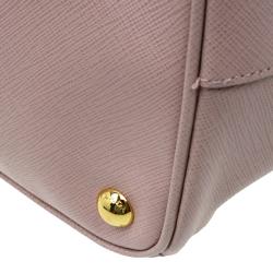 Pre Owned Prada Blush Pink Saffiano Lux Leather Large Double Zip Tote