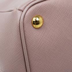 Pre Owned Prada Blush Pink Saffiano Lux Leather Large Double Zip Tote