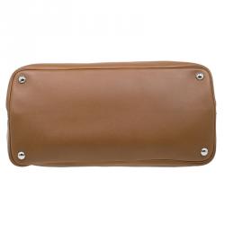 Pre Owned Prada Brown City Calf Leather Double Handle Tote