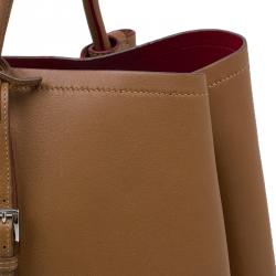 Pre Owned Prada Brown City Calf Leather Double Handle Tote