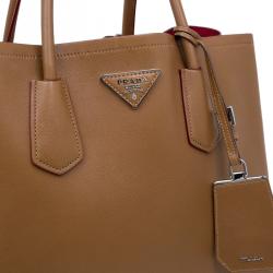 Pre Owned Prada Brown City Calf Leather Double Handle Tote