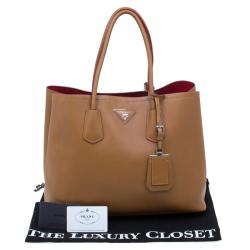Pre Owned Prada Brown City Calf Leather Double Handle Tote