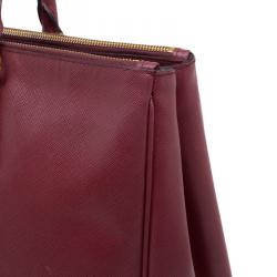 Prada Red Saffiano Lux Leather Double Zip Executive Tote