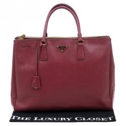 Prada Red Saffiano Lux Leather Double Zip Executive Tote