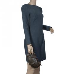 Pre Owned Prada Military Green Glazed Leather Ruched Wristlet Clutch