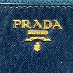 Pre Owned Prada Navy Blue Perforated Saffiano Leather Bauletto Satchel