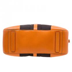 Prada Bi Color Leather and Canvas Bowling Bag