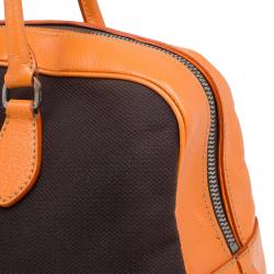 Prada Bi Color Leather and Canvas Bowling Bag
