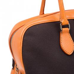 Prada Bi Color Leather and Canvas Bowling Bag