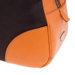 Prada Bi Color Leather and Canvas Bowling Bag