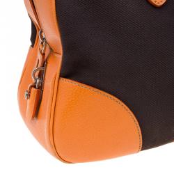 Prada Bi Color Leather and Canvas Bowling Bag