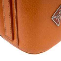 Prada Bi Color Leather and Canvas Bowling Bag