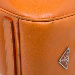 Prada Bi Color Leather and Canvas Bowling Bag