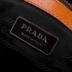 Prada Bi Color Leather and Canvas Bowling Bag