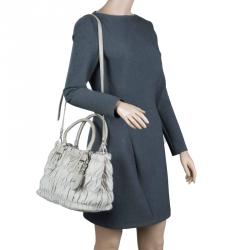 Pre Owned Prada Pomice Gaufre Tessuto Nylon Shopping Tote