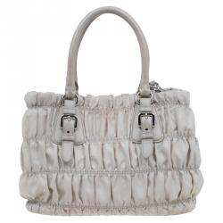 Pre Owned Prada Pomice Gaufre Tessuto Nylon Shopping Tote