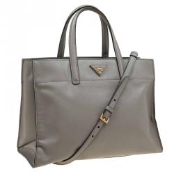 Pre Owned Prada Beige Saffiano Soft Leather Tote Bag