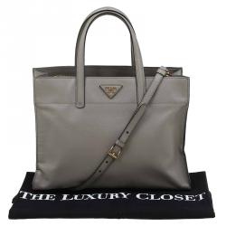 Pre Owned Prada Beige Saffiano Soft Leather Tote Bag