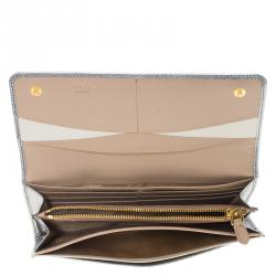 Pre Owned Prada Silver Saffiano Leather Continental Wallet