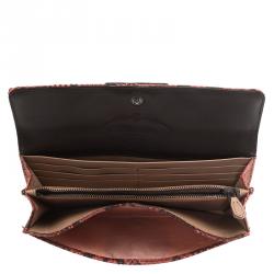 Pre Owned Prada Pink Python Continental Wallet