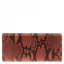 Pre Owned Prada Pink Python Continental Wallet