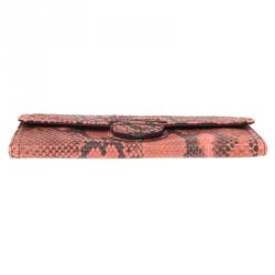 Pre Owned Prada Pink Python Continental Wallet