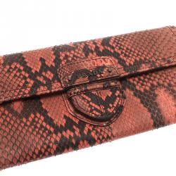 Pre Owned Prada Pink Python Continental Wallet