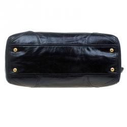 Pre Owned Prada Black Vitello Shine Leather East West Bauletto Bag