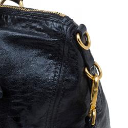 Pre Owned Prada Black Vitello Shine Leather East West Bauletto Bag