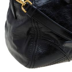 Pre Owned Prada Black Vitello Shine Leather East West Bauletto Bag