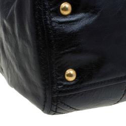 Pre Owned Prada Black Vitello Shine Leather East West Bauletto Bag