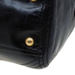 Pre Owned Prada Black Vitello Shine Leather East West Bauletto Bag