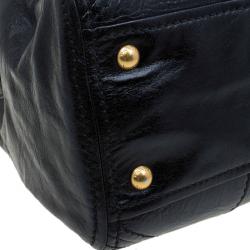 Pre Owned Prada Black Vitello Shine Leather East West Bauletto Bag