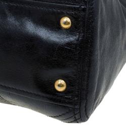 Pre Owned Prada Black Vitello Shine Leather East West Bauletto Bag