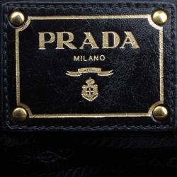 Pre Owned Prada Black Vitello Shine Leather East West Bauletto Bag
