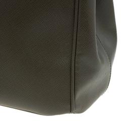 Pre Owned Prada Military Green Saffiano Lux Leather Medium Double Zip Tote