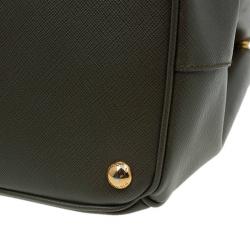 Pre Owned Prada Military Green Saffiano Lux Leather Medium Double Zip Tote