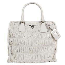 Pre Owned Prada White Ghiaccio Nappa Gaufre Bag