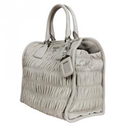 Pre Owned Prada White Ghiaccio Nappa Gaufre Bag
