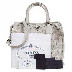 Pre Owned Prada White Ghiaccio Nappa Gaufre Bag