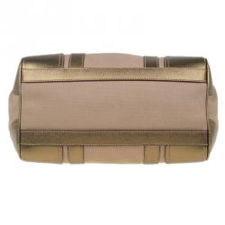 Pre Owned Prada Beige/Bronze Canvas and Saffiano Leather Doctor Bag