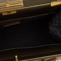 Pre Owned Prada Beige/Bronze Canvas and Saffiano Leather Doctor Bag